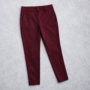 Old Navy Pixie Pants Burgundy High Rise Slim Ankle Work Career Size 4